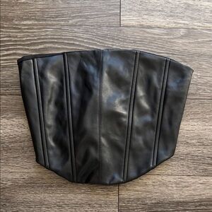 Black Faux Leather Corset Top